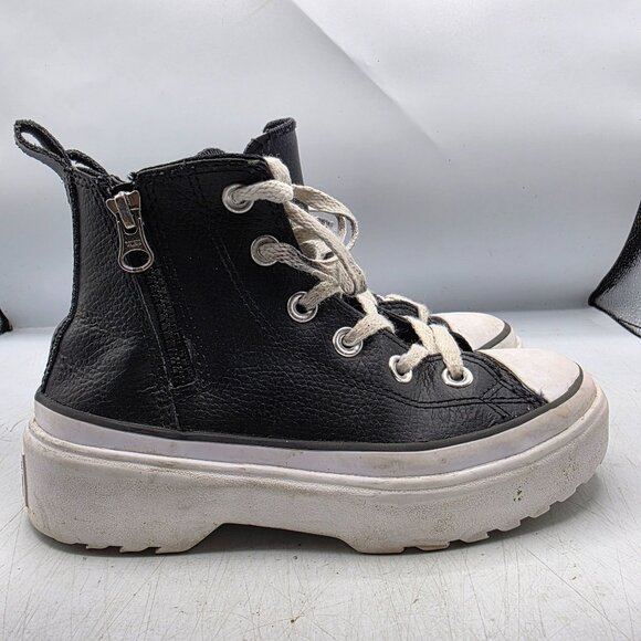 Converse Chuck Taylor All Star Lugged Lift Kids Size 1.5 Black White Shoes Zip - Picture 8 of 9